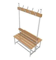 Banc de vestiaire en bois double avec patères