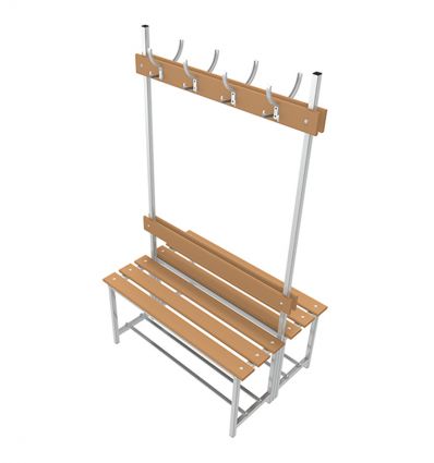 Banc de vestiaire en bois double avec patères