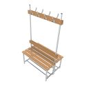 Photo : Banc de vestiaire en bois double avec patères 1 m - Sans fixation au sol - Sans