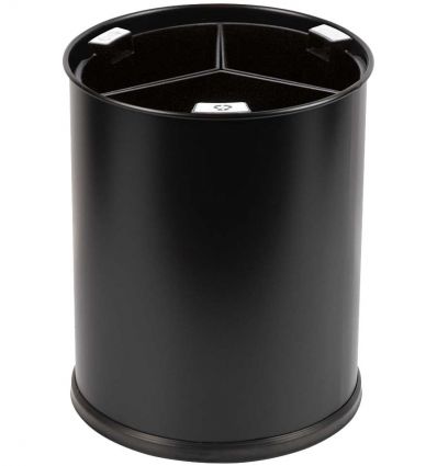 Poubelle de tri sélectif en acier galvanisé avec 3 bac intérieurs noirs