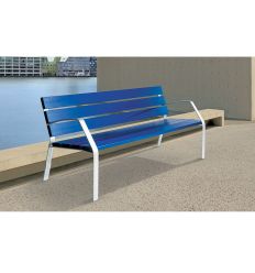 Mise en situation du banc public aluminium bleu