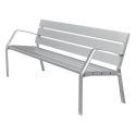 Photo : Banc public métallique pour extérieur à lattes Gris aluminium - 180 cm