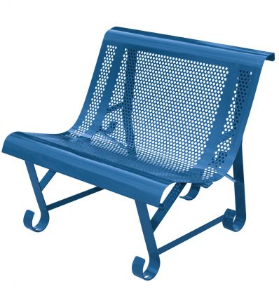 Fauteuil public en métal bleu
