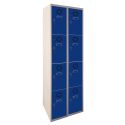 Photo : Casiers Consigne Multicases Gris RAL 7035 / Bleu RAL 5010 - 2 colonnes / 8 casiers - Serrure
