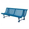 Banc en métal perforé trous carrés bleu 2 pieds