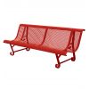 Banc en métal perforé trous carrés rouge 2 pieds