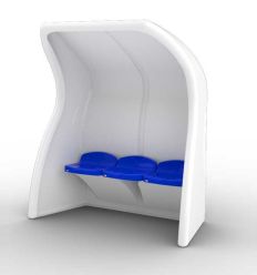Banc de touche monobloc en composite 3 joueurs
