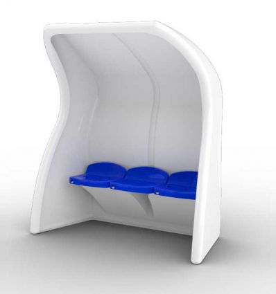 Banc de touche monobloc en composite 3 joueurs