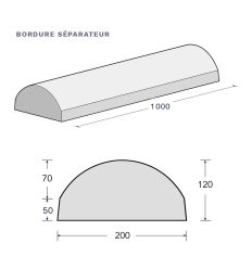 Bordure séparateur de voie en béton 200