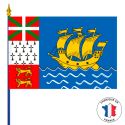 Photo : Drapeau St Pierre et Miquelon bâtiment public Maille 115 g - Drapeau sur hampe 20 x 30 cm