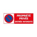 Photo : Panneau propriété privée entrée interdite 210 x 75 mm - Adhésif - Sans
