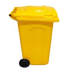 Conteneur poubelle jaune 240 litres profil couvercle fermé