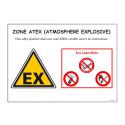 Photo : Panneau attention zone ATEX avec consignes de sécurité 105 x 75 mm - Adhésif - Sans