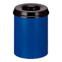 Photo : Poubelle Anti-Feu en Acier Bleu (couvercle noir) - 15 L