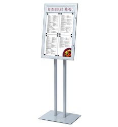 Porte menu sur pied en alu 4 x A4 avec ou sans éclairage