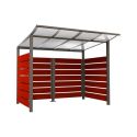 Photo : Abri conteneurs modulable en stratifié 2500 mm - Gris Procity - Lasuré acajou - 2000 mm - Scellement direct