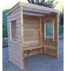 Abribus en Bois Avec Banc et Fenêtres