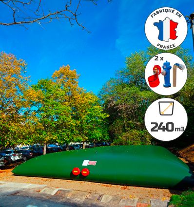 Réserve incendie souple 240 m3 avec 2 prises d'aspiration hors sol ou hors gel