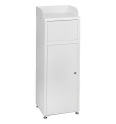 Poubelle snack en acier blanc avec support de plateaux - 50 litres