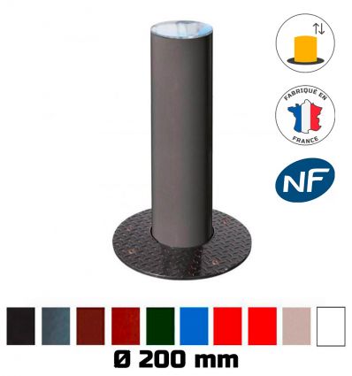 Borne rétractable manuelle tête inox brossé avec déclinaisons de couleurs