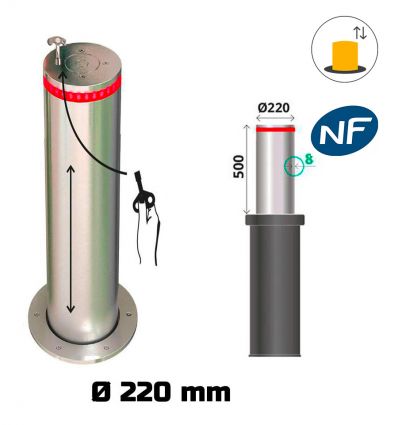 Borne escamotable manuelle en acier à LED