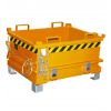 Benne fond ouvrant petite hauteur orange avec chaine de sécurité
