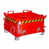 Benne à fond ouvrant faible hauteur rouge avec chaine de sécurité