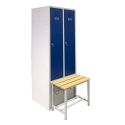 Photo : Banc de vestiaire salle de sport avec casier Gris RAL 7035 / Gris RAL 7035 - Serrure - 2 cases