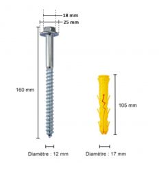 Tirefond de 150 mm pour butée de parking et séparateur