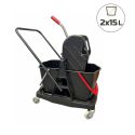 Photo : Double seau essoreur professionnel avec timon 2x15L Sans option