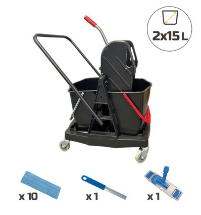 Kit balai et seau essoreur professionnel 2x15L