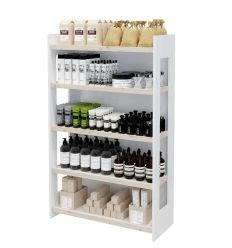 Présentoir en bois vernis blanc de 1,6m