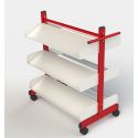 Photo : Chariot à livres bibliothèque Inclinées - Rouge carmin RAL 3003 - Ivoire RAL 1015