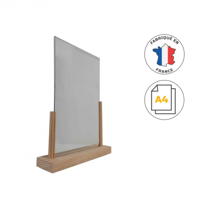 Porte menu de table en bois avec protection plexi