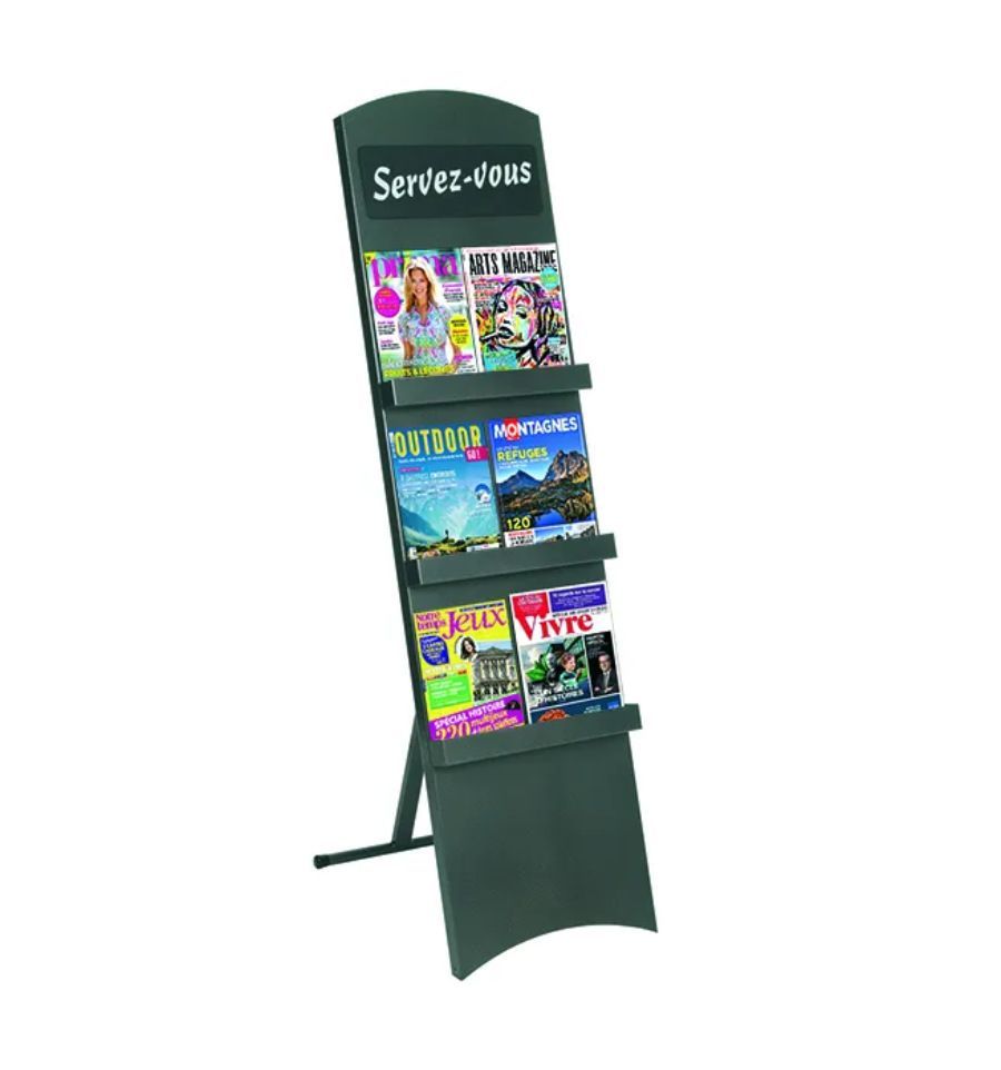 Présentoir à Brochures Mobile - étagères Multiples, Structure Métal, Montage Facile, Pour Magasins/salles D'attente