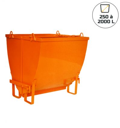 Benne à déchets à fond ouvrant pour chantier