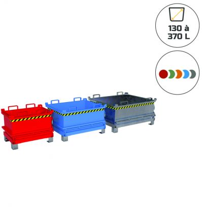 Benne à fond ouvrant surbaissée de 130 à 370 L