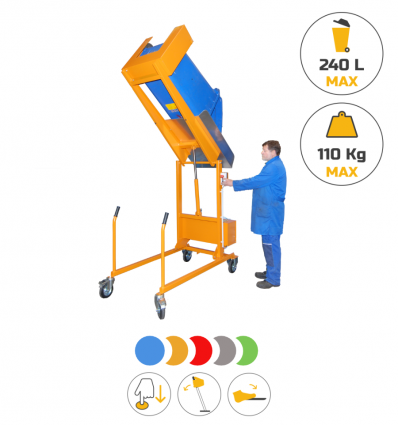 Basculeur de poubelle bleu à pédale