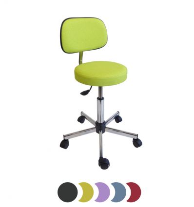 Tabouret de laboratoire avec dossier - plusieurs couleurs