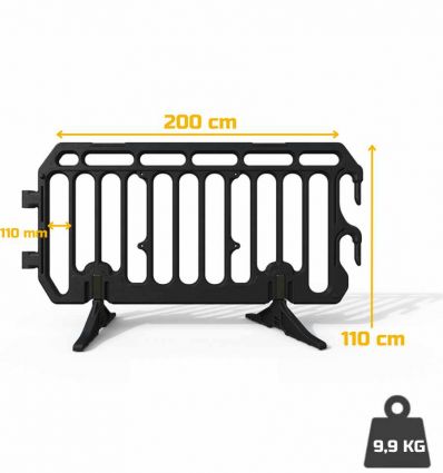 Barrière Vauban en plastique noire dimension