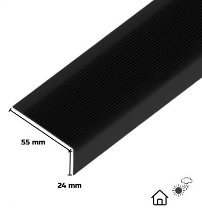 Nez de marche alu noir 55 x 24 mm Extérieur