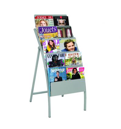 Présentoir brochure sur pied gris