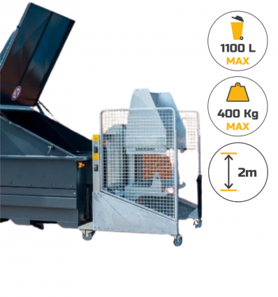 Lève conteneur compatible avec les poubelles de 1100 L maximum