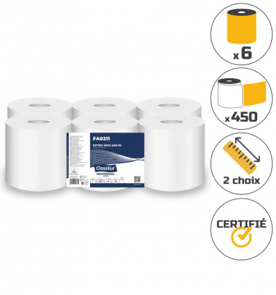 Rouleau papier essuie-main professionnel à dévidage central