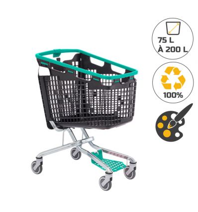 Chariot supermarché 75L bleu