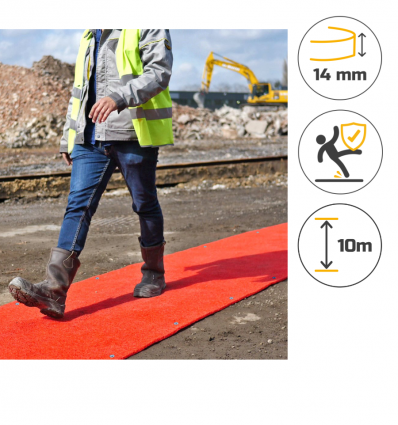 Tapis de chantier pour sol meuble Rouge 1x10 m