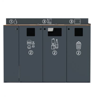 Poubelle snack intérieure de face