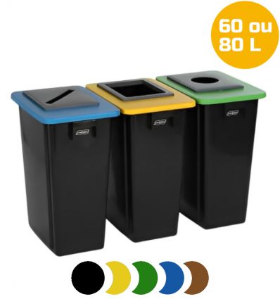 Corbeilles de tri sélectif et déclinaisons de couleur