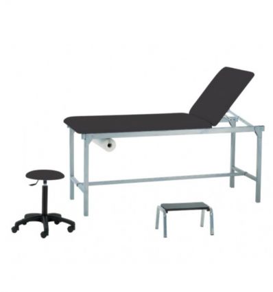 Divan médical + tabouret médical + marchepied - noir  
