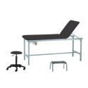 Photo : Mobilier cabinet médical en kit Noir - Divan + tabouret + marche pieds